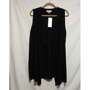 New Directions Sleeveless Duster Open Front Cardigan‎ Vest Black S